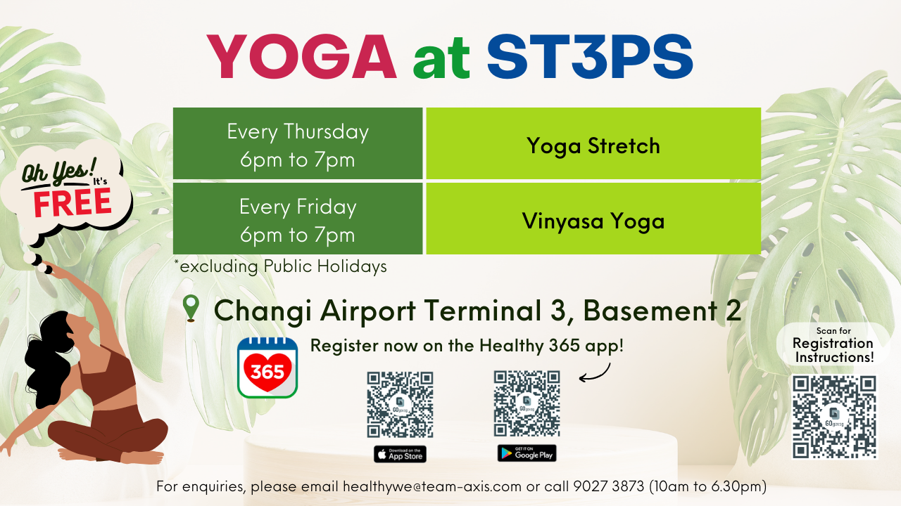 Free Yoga at ST3PS at Changi Airport